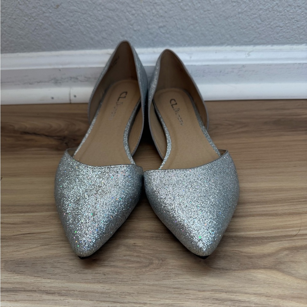 CL by Laundry Silver Sparkle Flats